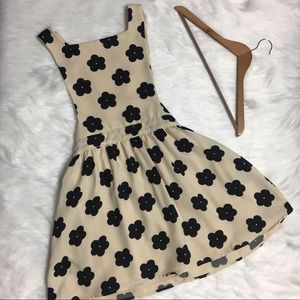 Cute Cream and Black Floral Midi Dress